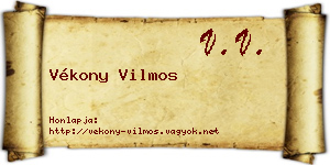 Vékony Vilmos névjegykártya